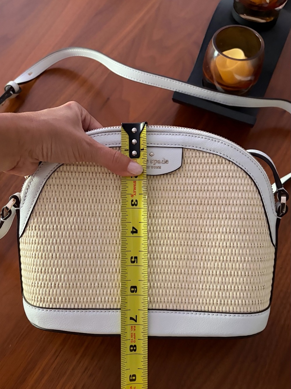kate spade Straw and White Crossbody Bag with Black Trim - Picture 8 of 9